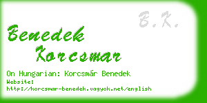 benedek korcsmar business card